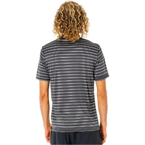 2022 Rip Curl Camiseta De Surf Uv De Manga Corta Con Rayas Lisas Para Hombre Wly55m - Negro